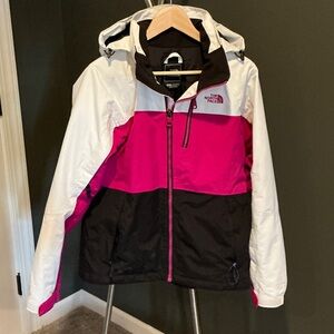 The North Face White and Pink Hooded Jacket